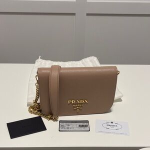 Prada Mini Saffiano Women's Powder Pink Leather Crossbody Bag